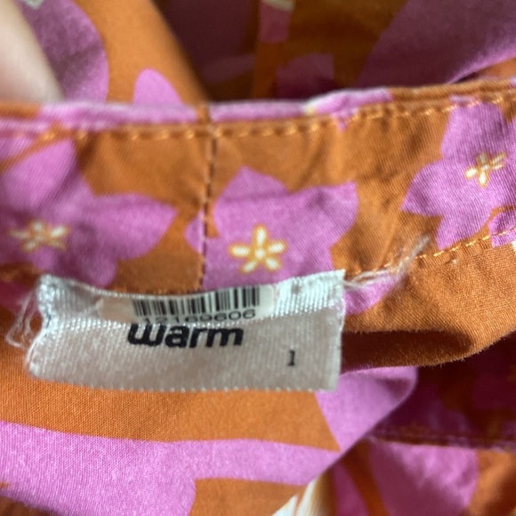 Warm Sierra Floral Pink Tiered Midi Dress Ruffle Trim Cotton Poplin Sz 1 - Picture 6 of 7